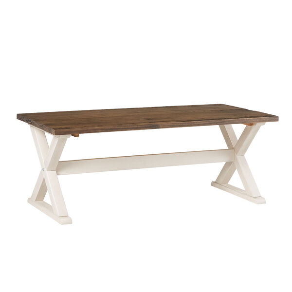 Robin Rustic Oak and White X Leg Solid Wood Coffee Table, image 1