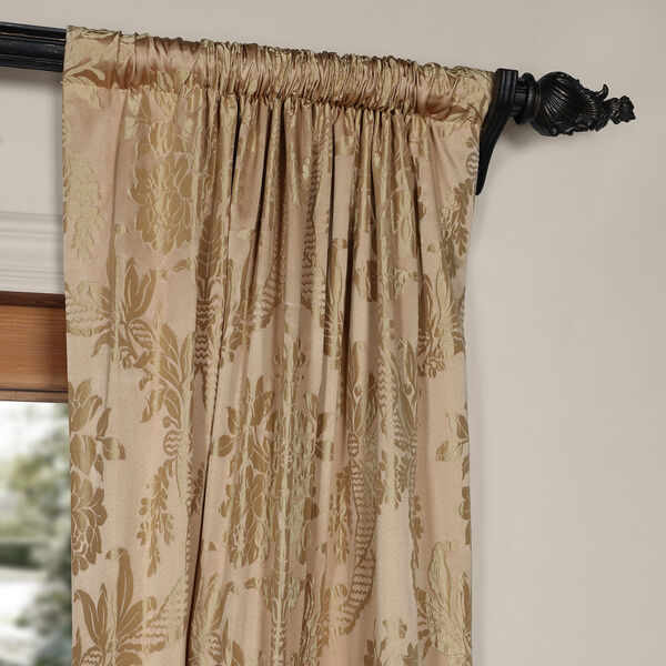 Magdelena Beige and Gold 50 x 84-Inch Faux Silk Jacquard Curtain, image 3