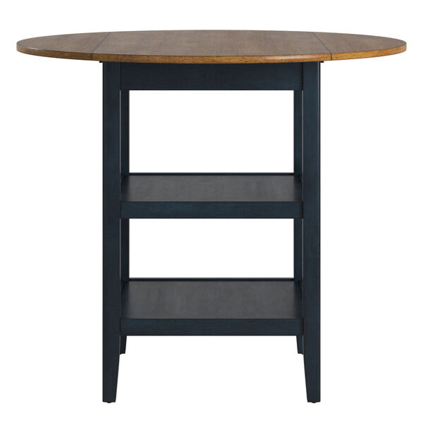 Caroline Blue Two-Tone Side Drop Leaf Round Counter Height Table, image 3