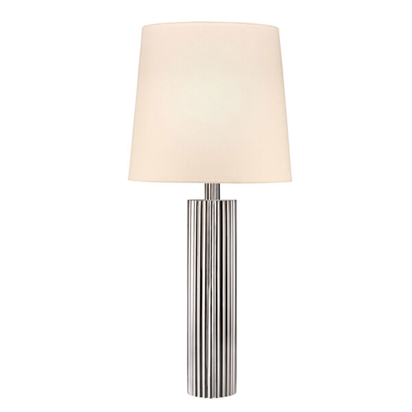 Paramount Polished Nickel One-Light Tall Table Lamp with Off-White Shade, image 1