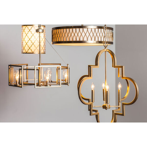 Linden White Gold Five-Light Chandelier with Clear Glass Shade, image 3