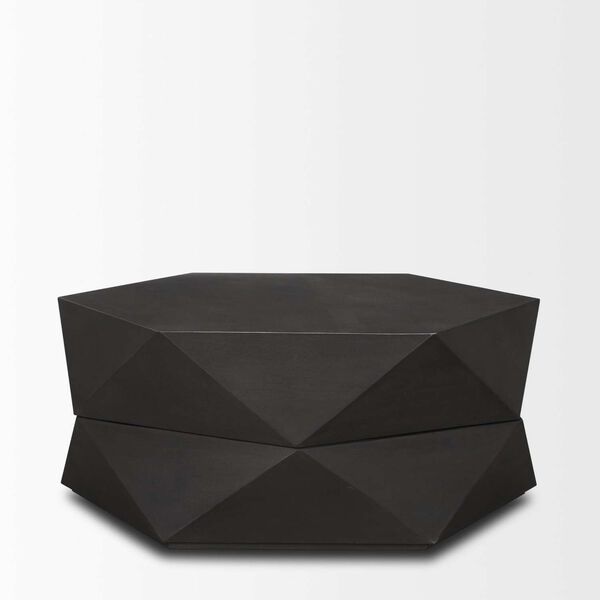 Arreto Black Hexagonal Hinged Wood Top and Base Coffee Table, image 3