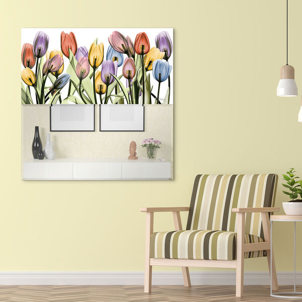Tulip Scape Multicolor 38 x 38-Inch Square Beveled Wall Mirror, image 3