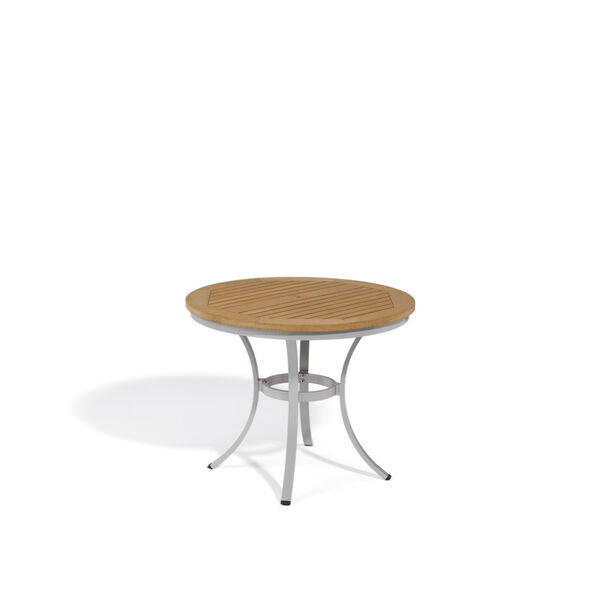 Travira Natural Tekwood Top 36-Inch Round Cafe Bistro Table with Powder Coated Aluminum Frame, image 1