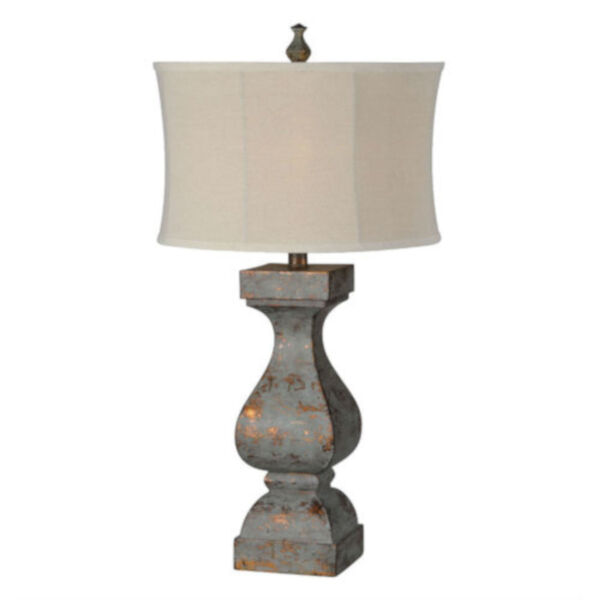 Hazel Blue Distressed and Copper One-Light Table Lamp Set of Two, image 1