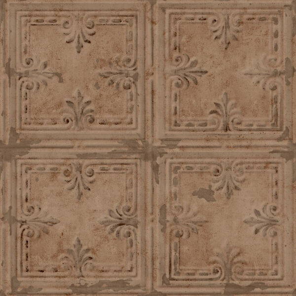 Tin Tile Copper Peel and Stick Wallpaper, image 1