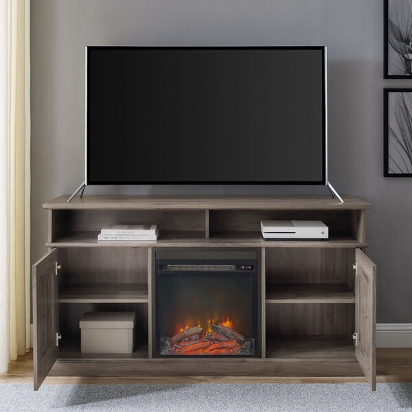 Emilene Slate Grey Fireplace TV Stand, image 4