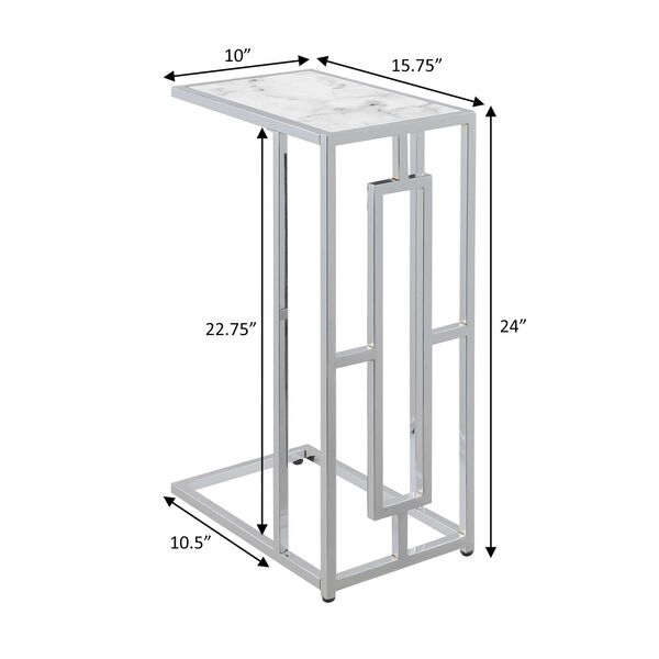 Town Square White Marble Chrome Marble C End Table, image 3