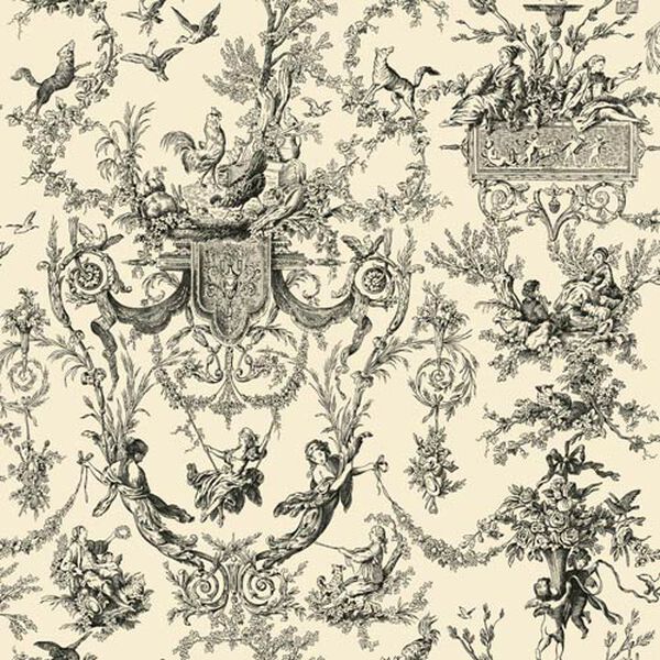 Ashford, White Ivory and Black Wallpaper: Sample Swatch Only, image 1