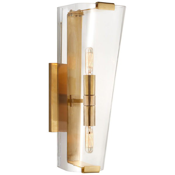 Alpine Single Sconce in Hand-Rubbed Antique Brass with Clear Glass by AERIN, image 1