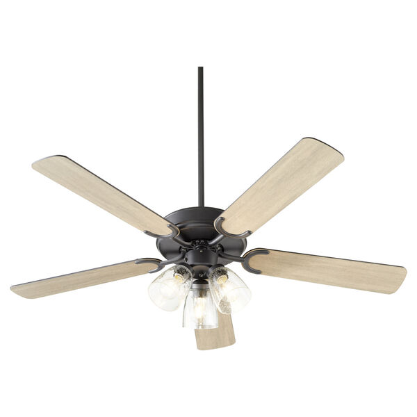 Virtue Matte Black Three-Light 52-Inch Ceiling Fan with Clear Seeded Glass, image 3