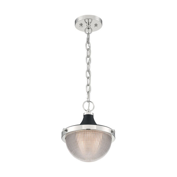 Faro Polished Nickel and Black 11-Inch One-Light Pendant, image 1