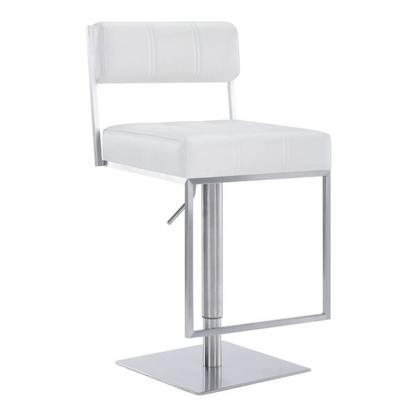 Michele White and Stainless Steel 34-Inch Bar Stool, image 1