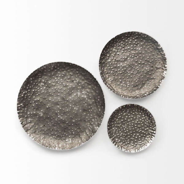 Lanx Black and Gray Decorative Wall Metal Plate, Set of Three, image 3