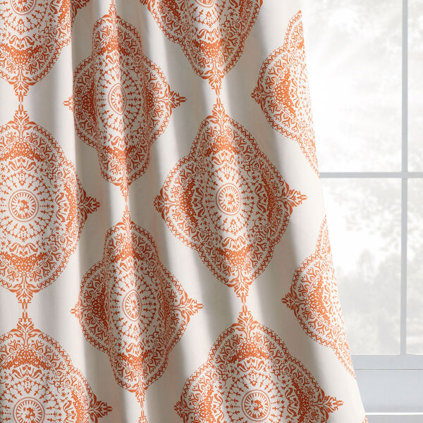 Henna Orange and Beige Patterned Blackout Single Curtain Panel 50 x 108, image 7
