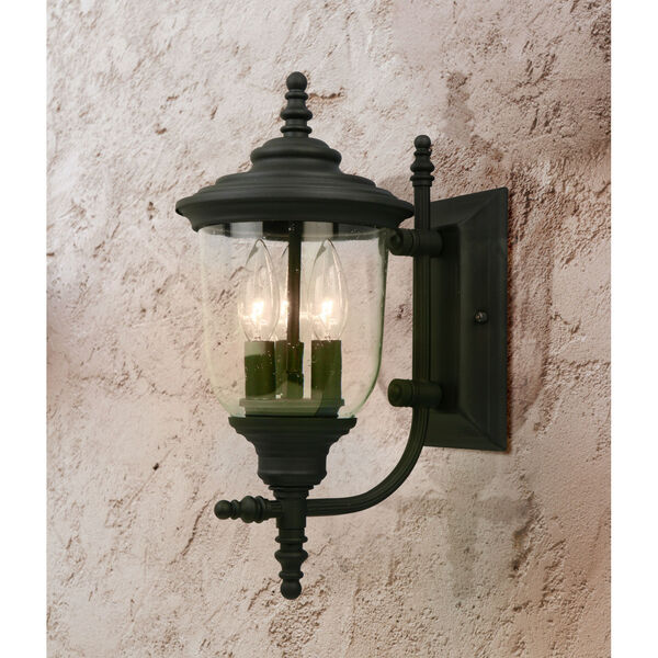 Pinedale Matte Black Seven-Inch Three-Light Outdoor Wall Sconce, image 2