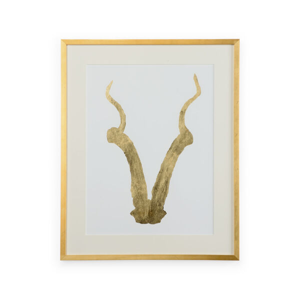 Gold Gilded Skull and Antler I Wall Art, image 1