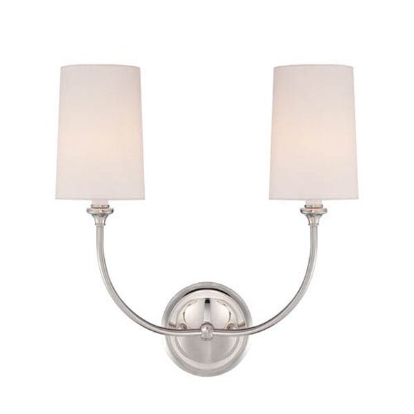 London Polished Nickel Two-Light Wall Sconce, image 1