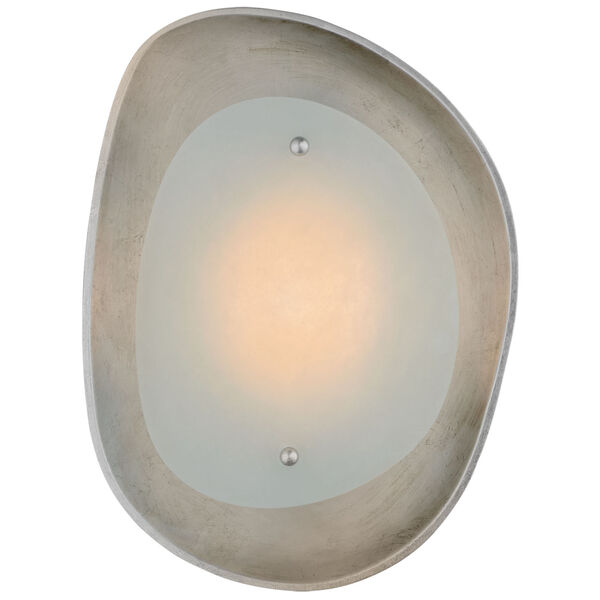 Samos Small Sculpted Sconce in Burnished Silver Leaf with Alabaster by AERIN, image 1