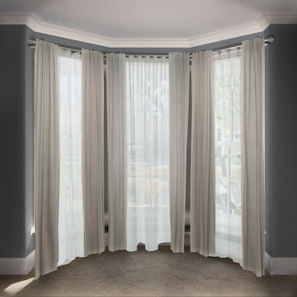 Eleanor Satin Nickel 108-Inch Bay Window Double Curtain Rod, image 2