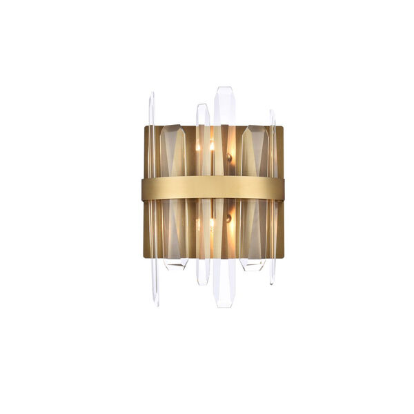 Serena Satin Gold and Clear Four-Inch Crystal Bath Sconce, image 1