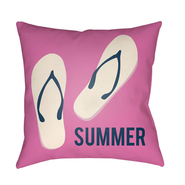 Litchfield Summer Fuchsia and Navy Blue 16 x 16 In. Pillow with Poly Fill, image 1