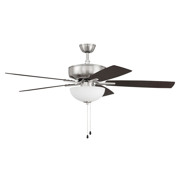 Pro Plus Brushed Polished Nickel 52-Inch Two-Light Ceiling Fan with White Frost Bowl Shade, image 4