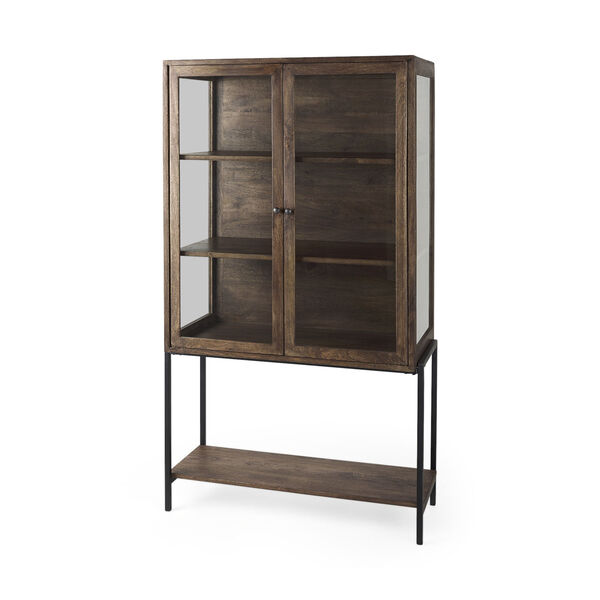 Arelius Medium Brown and Black Display Cabinet, image 1