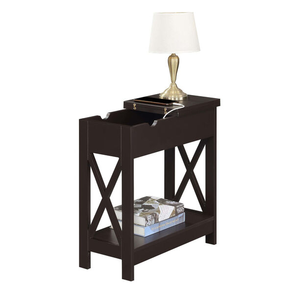 Oxford Espresso Flip Top End Table with Charging Station, image 3