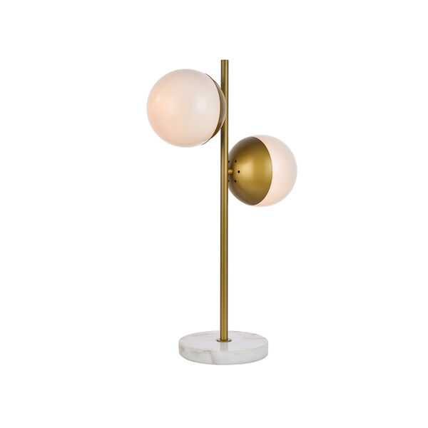 Eclipse Brass and Frosted White Two-Light Table Lamp, image 3