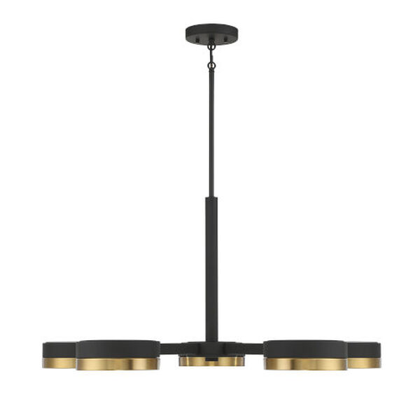 Ashor Matte Black and Warm Brass Five-Light Integrated LED Chandelier, image 3