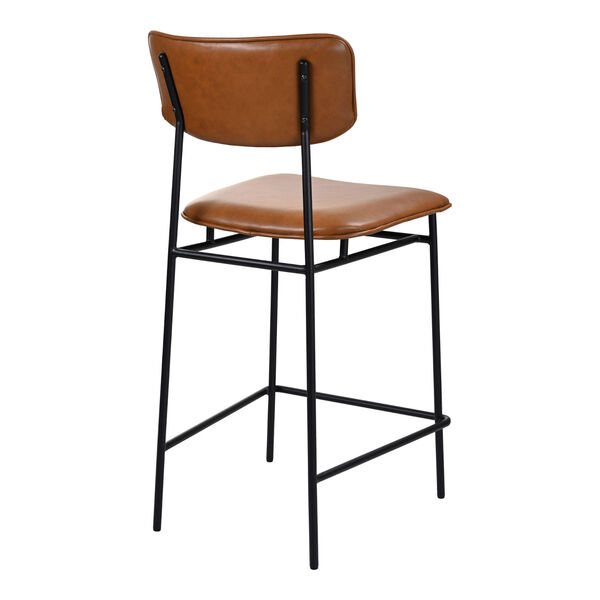 Sailor Brown and Black Counter Stool with Low Backrest, image 4