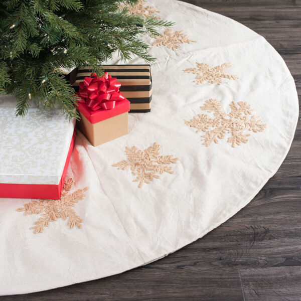 Falling Flakes Brown 60-Inch Tree Skirt with Beautiful And Organic Natural Cotton Linen, image 2