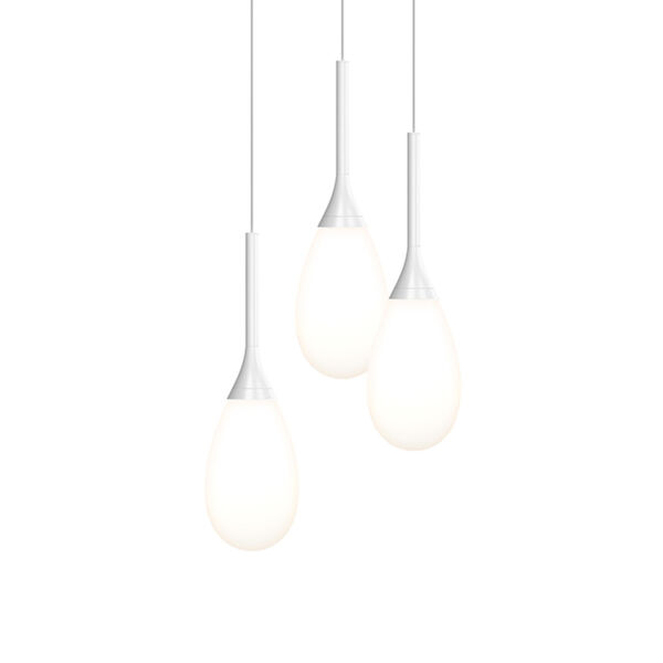 Parisone Satin White Three-Light LED Pendant with White Cased Glass, image 1