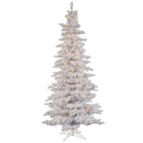 Vickerman Flocked White Spruce 6.5-Foot Christmas Tree w/300 Clear Dura-Lit  Lights A893566