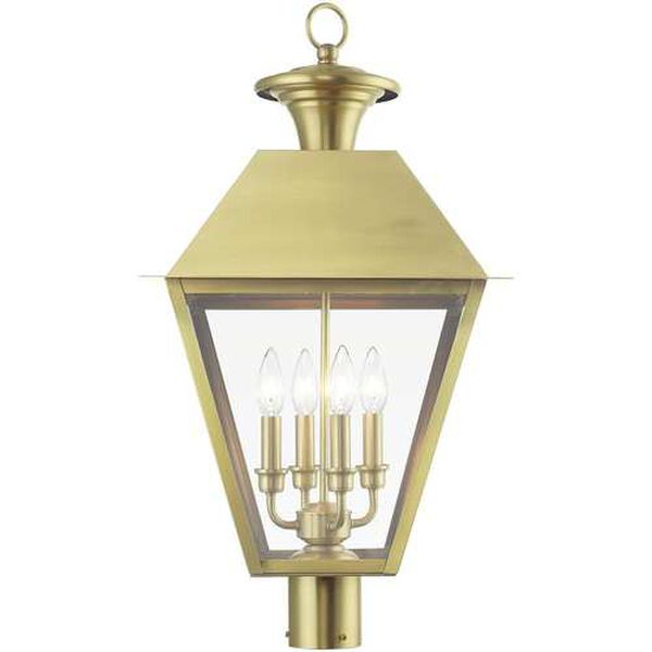 Wentworth Natural Brass Four-Light Outdoor Extra Large Lantern Post, image 5