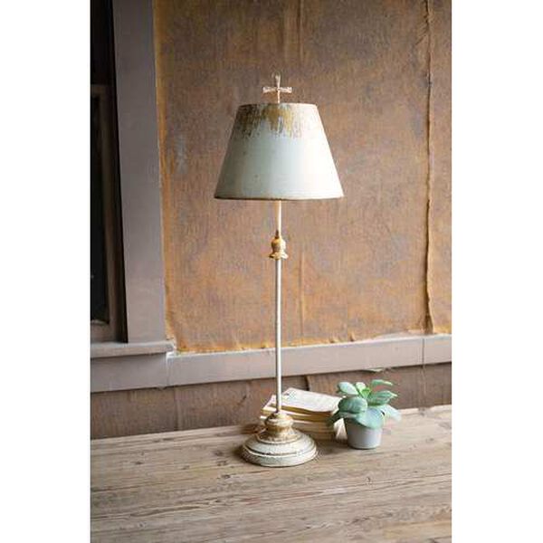 Gray Antique White and Gold Metal Table Lamp, image 1