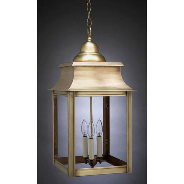 Concord Antique Brass Three-Light Outdoor Pendant with Clear Glass, image 1