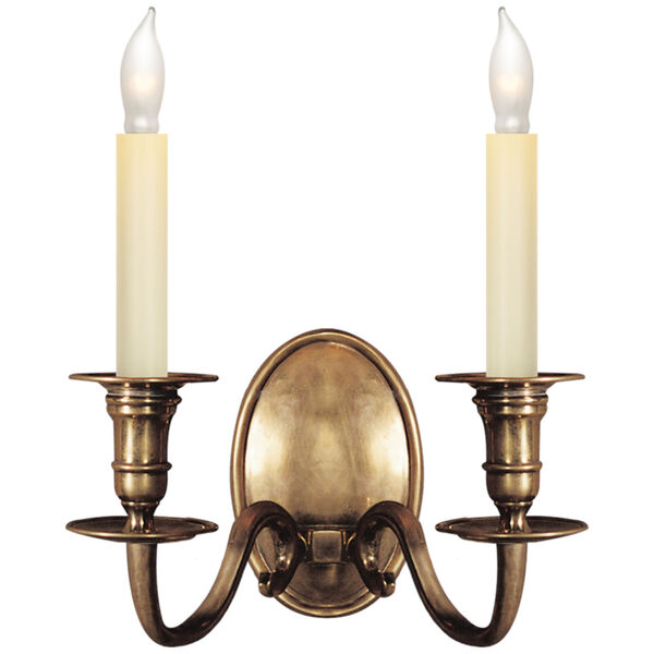Grosvenor House Double Sconce in Antique-Burnished Brass by Chapman and Myers, image 1