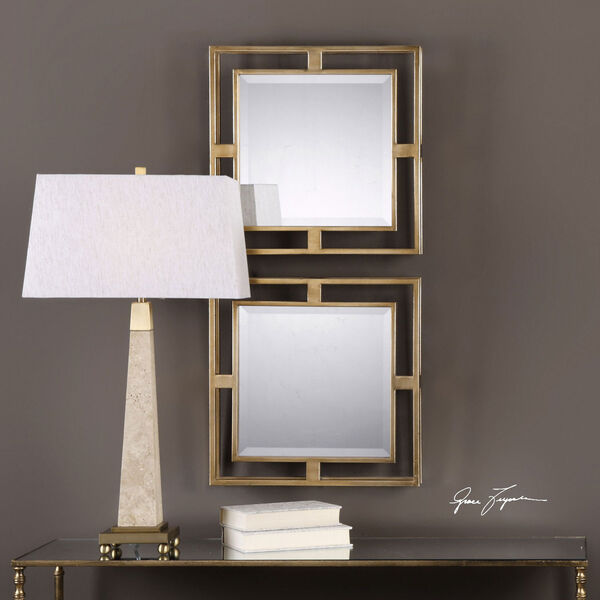 Allick Gold Square Mirrors, Set of Two, image 1