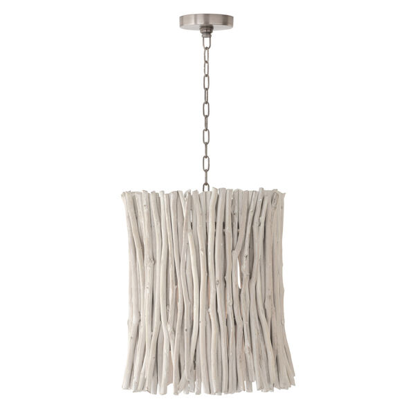 Cara Brushed Pewter Four-Light Pendant Made with Handcrafted Eucalyptus, image 1