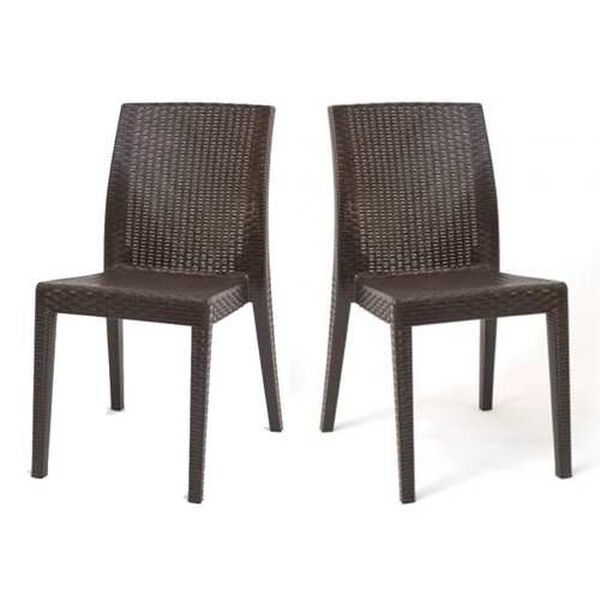 Siena Brown Outdoor Stackable Side chair, Set of Four, image 1