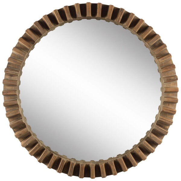 Sprocket Brown 44-Inch Round Wood Frame Wall Mirror, image 2