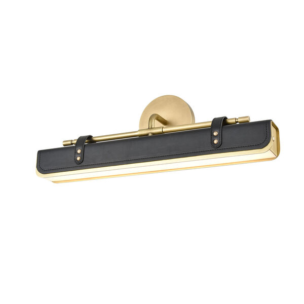 Valise Tuxedo Leather and Vintage Brass 20-Inch Integrated LED Wall Sconce, image 1