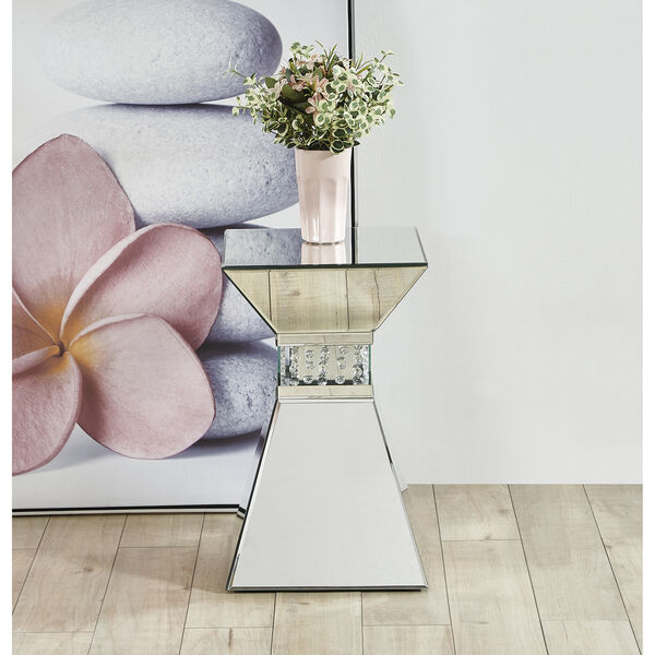 Modern Mirrored Contemporary 20-Inch Crystal End Table, image 2