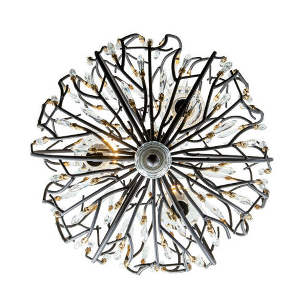 Bask Matte Black French Gold Three-Light Crystal Pendant, image 3