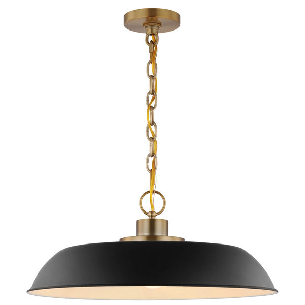 Colony Matte Black and Burnished Brass One-Light Pendant, image 2