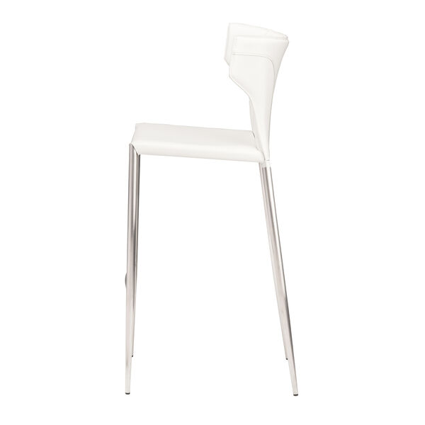 Wayne Matte White and Silver 38-Inch Counter Stool, image 3