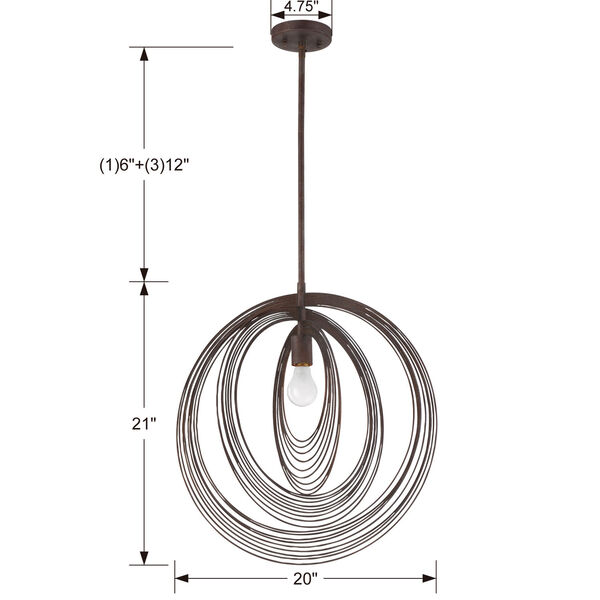 Doral Forged Bronze 20-Inch One-Light Pendant, image 3