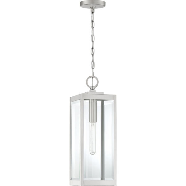 Westover Stainless Steel 7-Inch One-Light Outdoor Hanging Lantern with Clear Beveled Glass, image 6